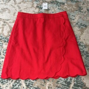 ❤️ J. Crew Red Scalloped Wrap Skirt Size 4